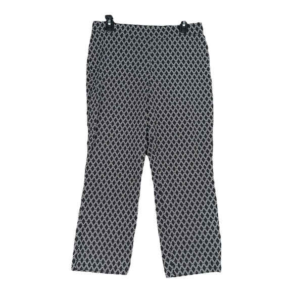 Susan Graver 14 Black White Geo Print Capri Pants Stretch Pull On Casual Career - Picture 1 of 9